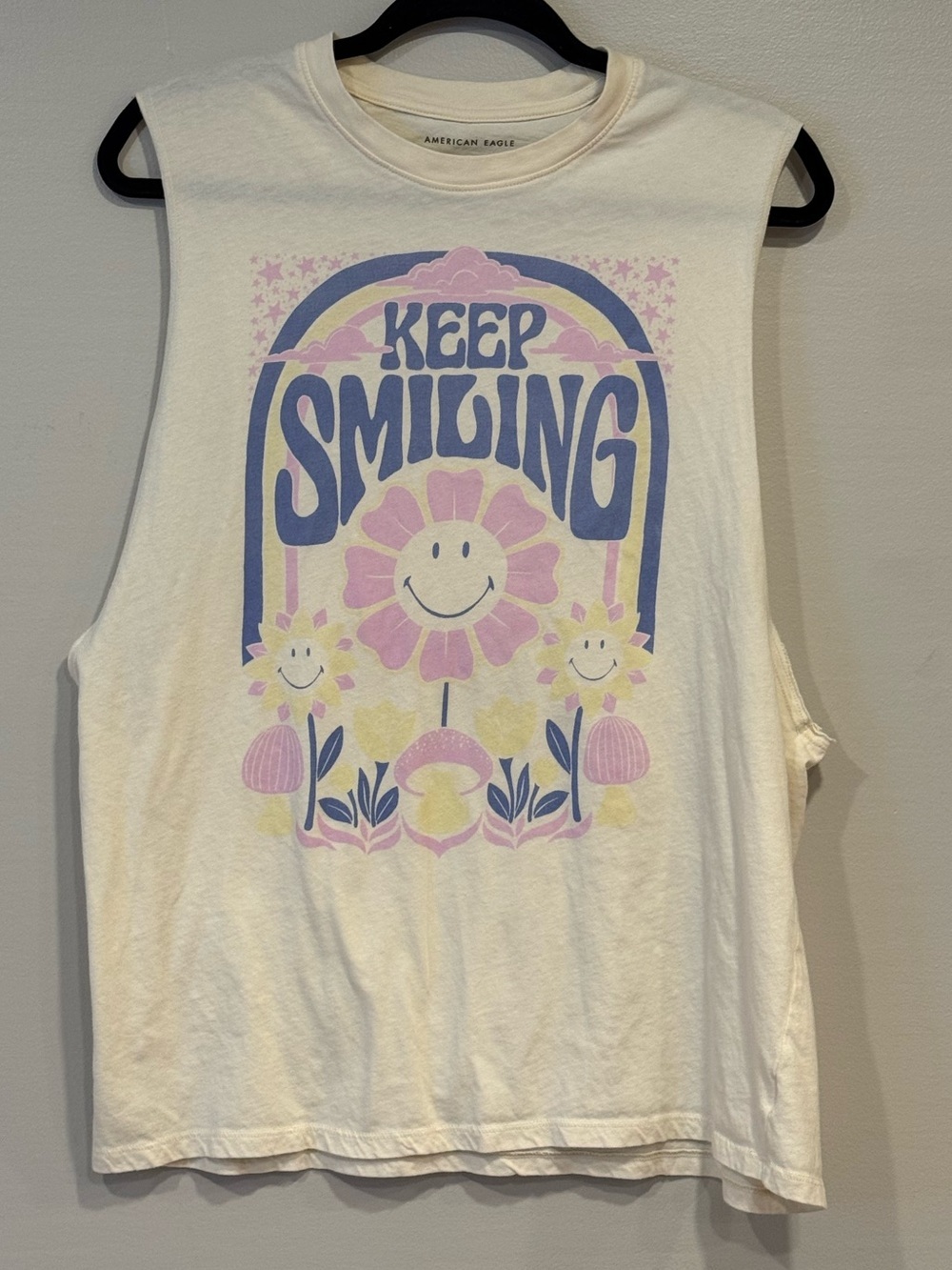 American Eagle The Smiley Company Retro Graphic Oversized Muscle Tee Womens XS/S